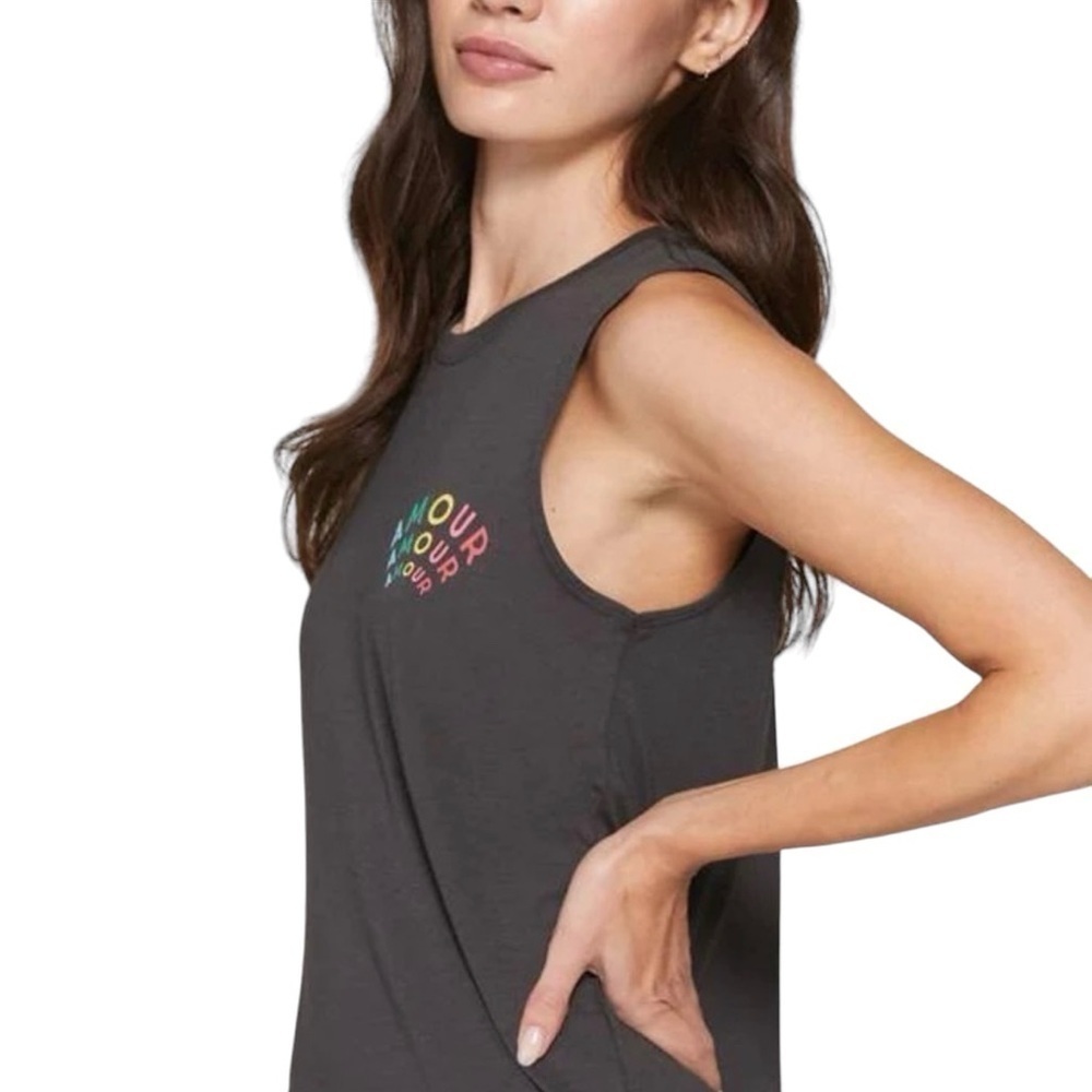 Spiritual Gangster Amour Muscle Tank Vintage Black Active Workout Yoga Gym - Picture 2 of 8